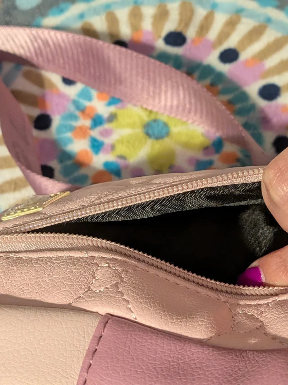 Betsey Johnson Quilted Light Pink Mini Backpack with Dusty Rose Strap